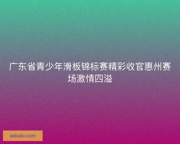 广东省青少年滑板锦标赛精彩收官惠州赛场激情四溢